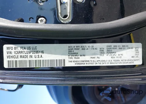 2023 Ram 1500 Classic Warlock 4X4 5'7 Box from USA, damaged, VIN 1C6RR7LG9PS596116